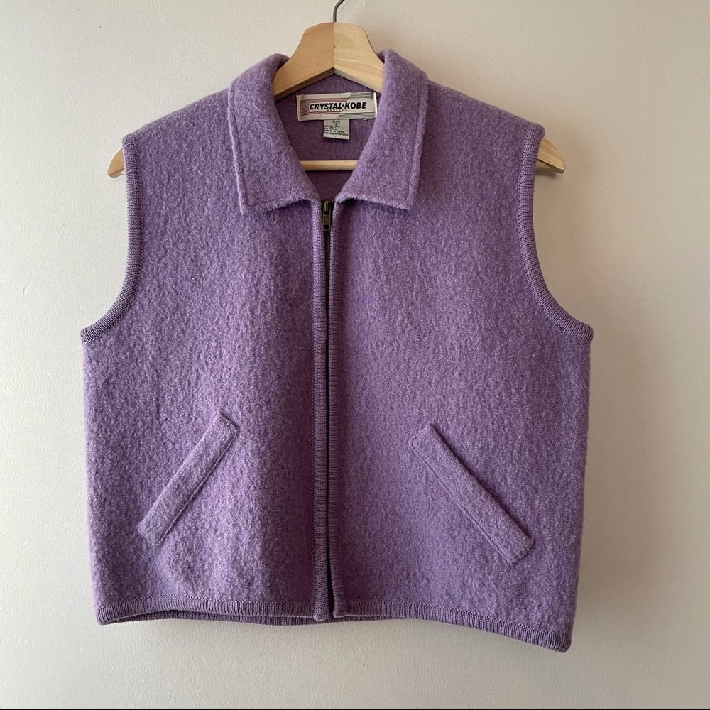 CRYSTAL KOBE VTG PURPLE LAVENDER WOOL VEST